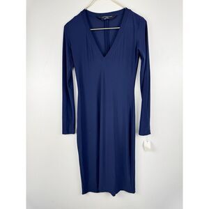 Norma Kamali Women's Size XS Jersey V-Neck Dress Stretch Knee Length NWT
